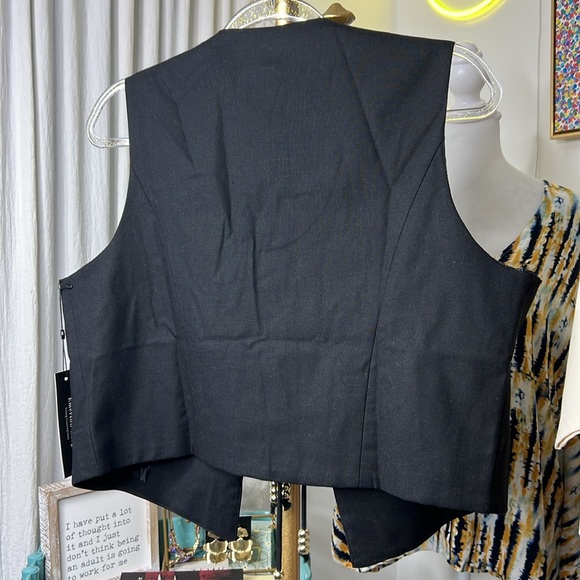NWT Emerson Lang Black Vest Linen Blend Medium Large X-Large - Picture 2 of 6